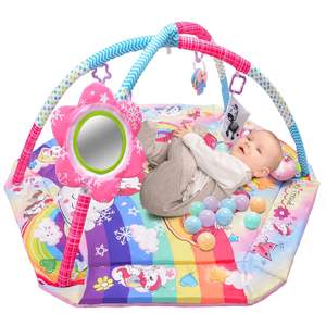 Tapis d'activités pour bébé licorne, tapis de jeu pour le temps passé sur le ventre et <span class=keywords><strong>piscine</strong></span> <span class=keywords><strong>à</strong></span> <span class=keywords><strong>balles</strong></span> avec 6 jouets pour enfants - Product Image 2