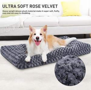 Luxus-Hundebett |   Ultra Weicher Rosenvelours |   Maschinenwaschbar & Rutschfester Boden - Product Image 1