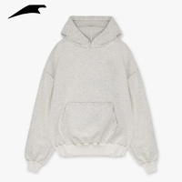 OEM personnalisé hommes 100% coton pull uni sweats à capuche sans ficelle sweat à capuche lourd laine Loopback surdimensionné gris