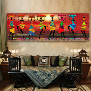 Living Room Home Decor Tribale Danza Immagine donna africana arte della tela di canapa della pittura di stampa - Product Image 2