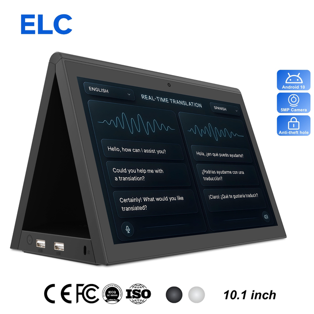 Aviation Service AI Voice Translator Display with Dual Screen for International Arrivals Hall to Enhance Passenger Experience