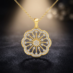Colgante de Diamantes de Lujo en Oro de 10K, 14K, 18K y Plata 925, 935, Corte Brillante Redondo, Joyería de Boda para Mujer - Product Image 1
