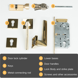 Poignée de porte moderne en alliage de zinc, ensemble de serrures à levier, boutons et accessoires de quincaillerie intérieure pour portes en bois – Fourniture directe usine - Product Image 6