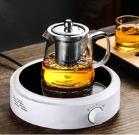 Théière en Verre Compatible Plaque de Cuisson avec Infuseur Amovible pour Thés en Fleurs et en Vrac