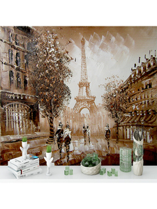 Peinture <span class=keywords><strong>à</strong></span> l'huile moderne de la Tour Eiffel de Paris, murale 3D en <span class=keywords><strong>soie</strong></span> imperméable autocollante pour appartement, salle de bain, café, maison - Product Image 6