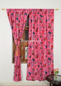 ผ้าม่านผ้าฝ้ายสไตล์วินเทจพิมพ์ลายป่าสีชมพูลูกกวาดกำมะหยี่หรูหราม่านแขวนของขวัญขึ้นบ้านใหม่แบบหรูหราขายส่ง - Product Image 3