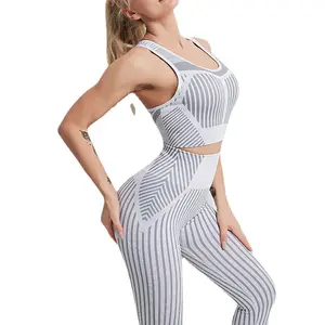 Ropa activa de Yoga sin costuras para mujer, conjunto de Sujetador deportivo y pantalones de cintura alta, gimnasio y Fitness, venta al por mayor