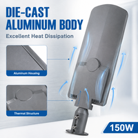 Lampadaire LED extérieur en aluminium moulé sous pression IP66, 180 lm/W, 50-200 W, avec capteur pour parking et cour