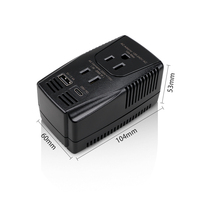 Siyah 220V için 110V adım aşağı trafo uluslararası güç seyahat için adaptör fiş Combo/ev PD fonksiyonu gerilim dönüştürücü