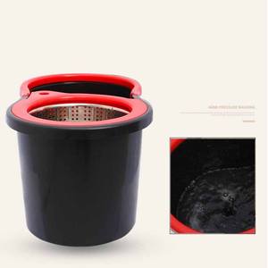 Serpillère microfibre mains libres à rotation 360° avec <span class=keywords><strong>seau</strong></span>, manche télescopique <span class=keywords><strong>en</strong></span> acier, système d'essorage quatre côtés, deux têtes de serpillère de rechange - Product Image 5