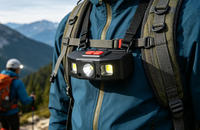 Lampe frontale LED rechargeable par USB 5W avec détecteur de mouvement, 3 sources lumineuses, ultra-lumineuse, clip, étanche, portable, 10000 heures, caméra