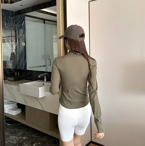<span class=keywords><strong>Haut</strong></span> de <span class=keywords><strong>sport</strong></span> d'été pour <span class=keywords><strong>femme</strong></span> avec fermeture éclair, nouveau modèle nude à <span class=keywords><strong>manches</strong></span> <span class=keywords><strong>longues</strong></span> pour le cyclisme, les sports de plein air, l'entraînement, léger et respirant, idéal pour le yoga - Product Image 2