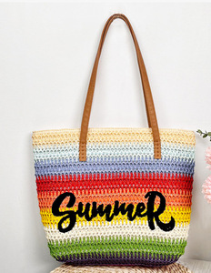 <span class=keywords><strong>Borsa</strong></span> a <span class=keywords><strong>tracolla</strong></span> da donna con personalità colorata a strisce di grande capacità per incontrare la <span class=keywords><strong>borsa</strong></span> della spesa estiva all'ingrosso in <span class=keywords><strong>paglia</strong></span> per le vacanze - Product Image 5