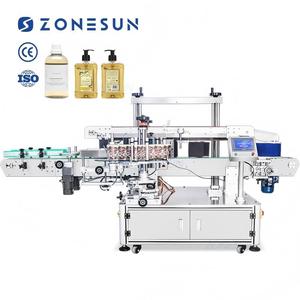 ZONESUN, máquina de etiquetado de botellas redondas de doble cara con codificador de fecha, etiqueta adhesiva de botella transparente ovalada plana de alta velocidad - Product Image 1