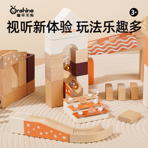 60pcs Thiên Nhiên Màu Sắc Xây Dựng Bằng Gỗ Khối Trẻ Em Gỗ Xây Dựng Chơi Set Với Đá Cẩm Thạch Chạy & Mê Cung Theo Dõi Bức Tranh Cách Sử Dụng Đồ Chơi - Product Image 6