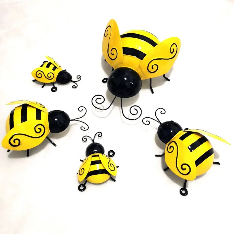 Oniya Tường Đầy Màu Sắc Vườn Động Vật Quà Tặng Trang Trí Kim Loại Màu Vàng 5 Gói Treo Bee Trang Trí Nội Thất