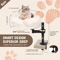 Hamac de bureau pour chat avec rotation à 360° °   Support de perchoir rotatif et réglable en hauteur pour bureau d'ordinateur