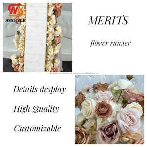 SMOOTH Factory Decoration Supplier Coffee Floral Table Runner Artificial Flower Table Runners With the Best Quality - Product Image 6