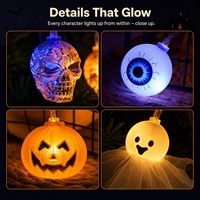 Guirlandes lumineuses d'Halloween à thème horreur, guirlandes lumineuses réalistes en forme de tête de crâne pour la décoration de maisons hantées et de scènes d'arbres d'Halloween