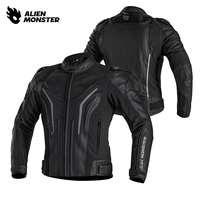 Blouson Moto en Cuir Alien Monster Shadow Flow Certifié CE Respirant Protection Quatre Saisons Anti-Chute Course