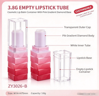 Tube de Rouge à Lèvres Vide en Gros 3,8g ZY3025-B, Étui à Baume à Lèvres Rose Dégradé Diamant, Emballage Personnalisé pour Rouge à Lèvres avec Logo