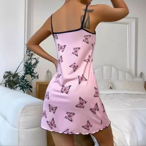 Camisón sin mangas con tirantes para mujer, ropa de casa estilo europeo y americano, conjunto de pijama con cintura elástica para primavera y verano - Product Image 4
