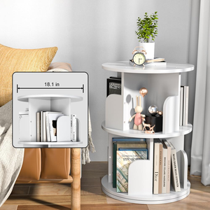 26,6 pollici bianco 360 °   Libreria Girevole, <span class=keywords><strong>Scaffale</strong></span> <span class=keywords><strong>Rotondo</strong></span> Stretto con 2 Ripiani per Spazi Ristretti - Product Image 3