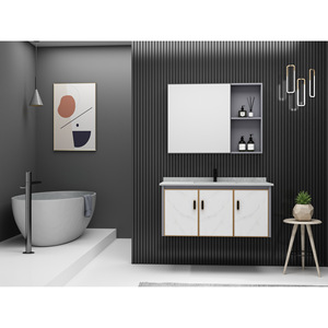 Mueble de Baño Moderno CR de 80 cm, Gabinete de Aluminio, Lavabo de Cerámica de una Pieza - Product Image 5