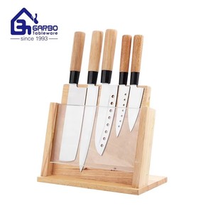 Juego <span class=keywords><strong>de</strong></span> <span class=keywords><strong>Cuchillos</strong></span> <span class=keywords><strong>de</strong></span> <span class=keywords><strong>Cocina</strong></span> <span class=keywords><strong>Profesionales</strong></span> <span class=keywords><strong>de</strong></span> 6 Piezas al por Mayor, Hoja <span class=keywords><strong>de</strong></span> Acero Inoxidable 420, Mango <span class=keywords><strong>de</strong></span> Madera, con Bloque - Product Image 1