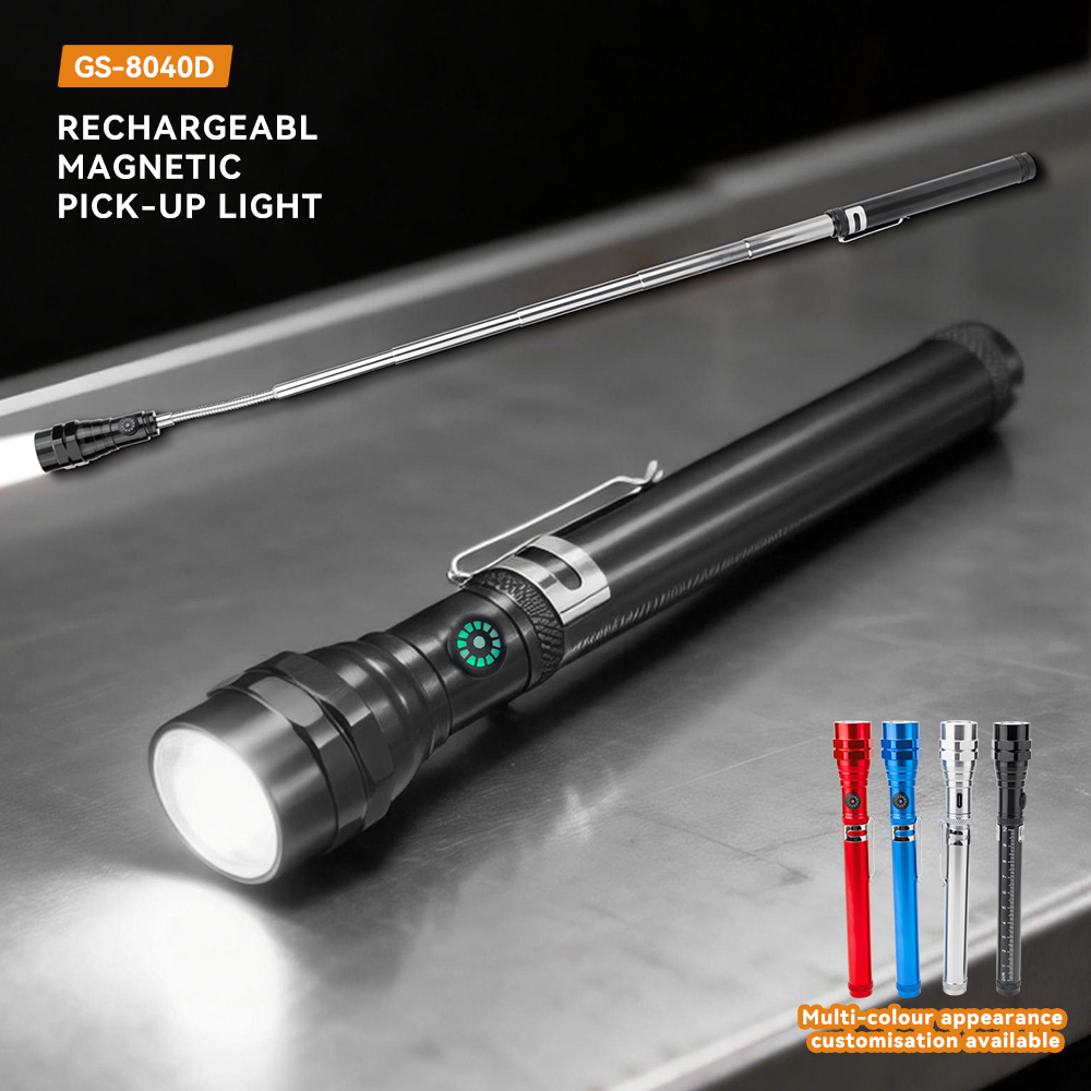 Telescopic 360° Flexible LED Inspection Penlight with Clip & Dual Magnets USB Rechargeable Magnetic Work Light for Auto Repair