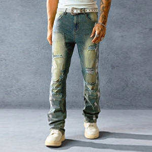 Distressed Frayed Hemジーンズ | ヴィンテージウォッシュ-Distressed Frayed Hemジーンズ | ビンテージウォッシュメンズジーンズ - Product Image 1