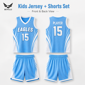 Ensemble d'uniformes de basketball personnalisés pour jeunes, respirant, sublimé, 100 % polyester, <span class=keywords><strong>maillot</strong></span> et short, logo équipe scolaire/club, MOQ 1, direct usine - Product Image 2