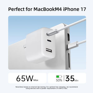 <span class=keywords><strong>Cargador</strong></span> de Pared USB-C Tipo-C GaN QC3 PPS de Carga Súper Rápida PD de 65 W con Múltiples Puertos para <span class=keywords><strong>iPhone</strong></span>, <span class=keywords><strong>Mac</strong></span>, Samsung, Proveedor de Fábrica, Venta al por Mayor, OEM, ODM - Product Image 2