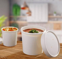 Gobelet à soupe en papier blanc biodégradable à double paroi personnalisé de 880 ml avec couvercle, jetable