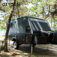 Mini caravane hybride, caravane de voyage, auvent de camping, chambre d'hiver, capacité de couchage pour 2 personnes, charge utile maximale de 2400 kg, acier