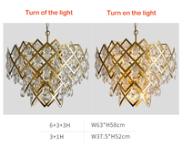 Lustre en fer au design nordique moderne avec cristaux K9, finition bronze doré mat, 12 bras, lumière blanc chaud, éclairage intérieur, garantie de 2 ans