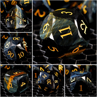 Dés à six faces en œil de tigre bleu D20, œil de faucon multi-facettes, grand polyédrique à bords tranchants, pierre naturelle faite à la main pour DND TRPG