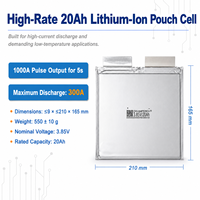 Cellule lithium-ion haute décharge 3,85 V 20 Ah, 300 A max, 1000 A impulsion, pour UAV, véhicule électrique, moto, démarreur de secours