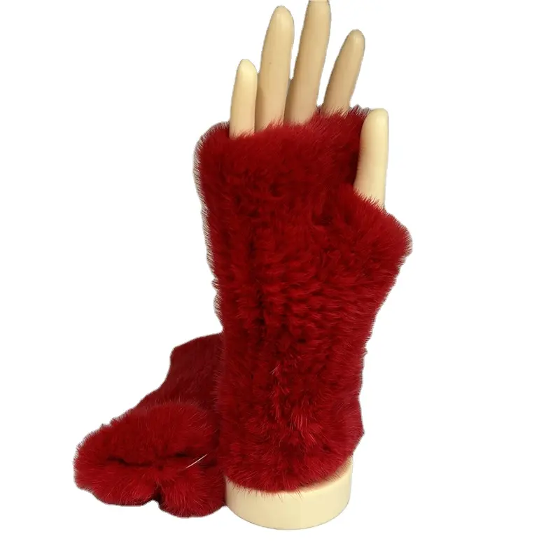Fur Gloves Factory Directly Sale Real Mink Fur Knitted Gloves Women Winter Warm Mink Fur Woven Mittens With Strong Elastic