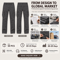Pantalon cargo noir délavé 100 % coton pour homme, coupe droite, multi-poches, style workwear, streetwear, taille mi-haute, respirant, personnalisable OEM