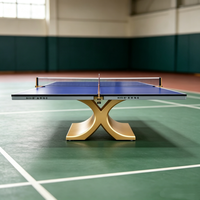 Table de tennis de table d'intérieur à base unique en forme de gourde, structure en acier robuste HDF avec kit de filet de luxe pour clubs et écoles - Vente en gros usine