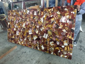 Dalles et comptoirs en jaspe Mookaite poli de luxe GOLDTOP, pierre naturelle semi-précieuse, grandes dimensions, pour projets hôteliers et de villas - Product Image 2