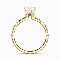 Bague de fiançailles en or 18 carats avec diamant de laboratoire certifié IGI 1-2 carats, couleur D, pureté VS1, taille coussin, pavé rempli, bague de mariée personnalisée