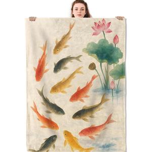 Marine Life Flannel <b>Blanket</b> Throw <b>Blanket</b> Nap <b>Blanket</b> Reversible Cozy Warm for Winter Warmth Custom Print OEM ODM - Product Image 1