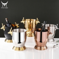 Seau à glace décoratif de luxe en métal en forme de tête de cerf ou de cheval, refroidisseur à vin pour bar, décoration de table de mariage, refroidisseur de boissons pour cocktail