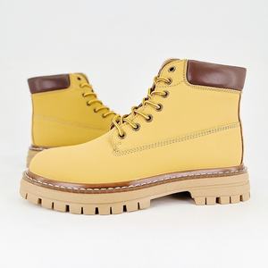 Botas de Alta Calidad para Hombre y Mujer, Botas de Senderismo de Media Caña, Botas de Trabajo de Seguridad con Punta de Acero y Cuero Genuino, Color Amarillo - Product Image 2