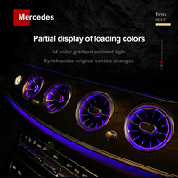 Kit de mise à niveau de l'éclairage ambiant à 64 couleurs W205 pour Mercedes-Benz Classe C C300 C43 C63 Glc X253 Accessoires d'éclairage LED intérieur Garniture