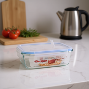 FIAMBRERA Recipiente de Vidrio Hermético Rojo de 1000cc, 20.5 x 15.3 cm, Forma Rectangular, Diseño Moderno, Apto para Microondas, Impreso - Product Image 3