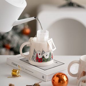 Custom High Quality Eco-friendly Cartoon Design Snow House Pattern <b>Ceramic</b> <b>Mug</b> Pink Unique Shaped Dishwasher & Microwave Safe - Product Image 6