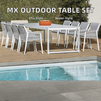 MX extérieur patio rotin salle à manger ensemble 10 chaises longue table moderne design européen avec blanc noir style hôtel adapté fait métal